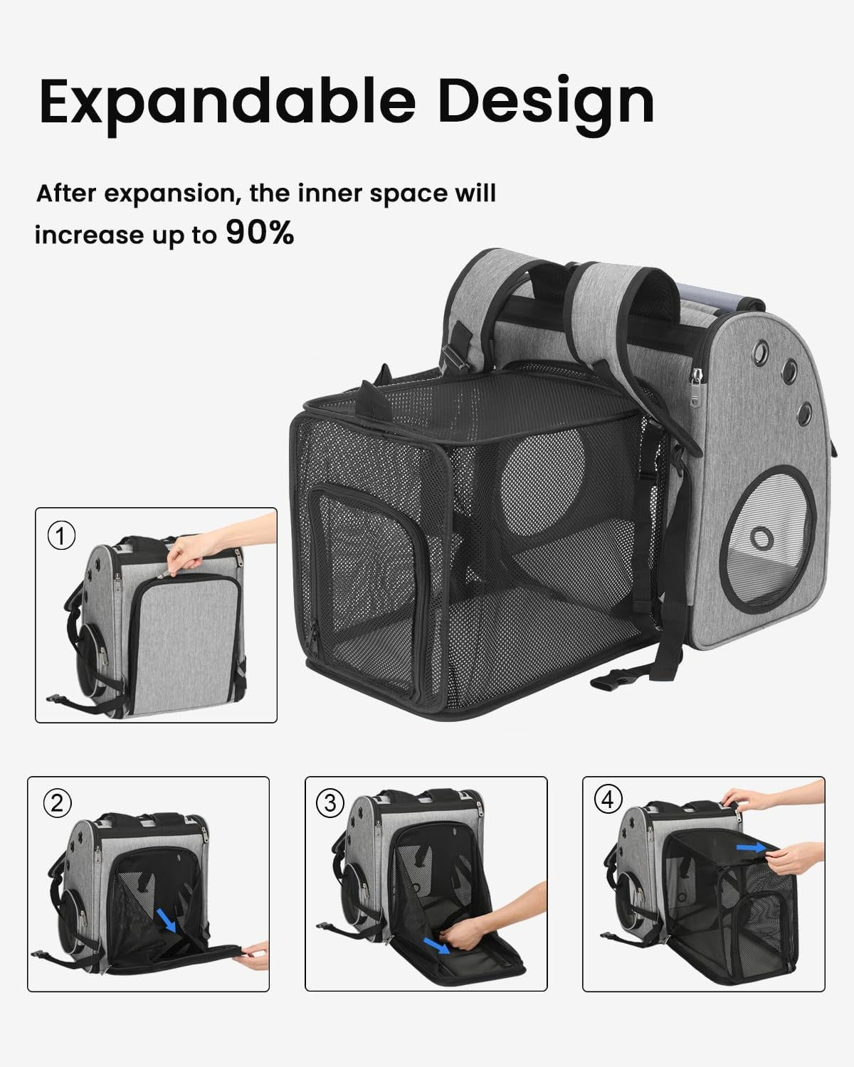 Portable Backpack for Pets breathable mesh