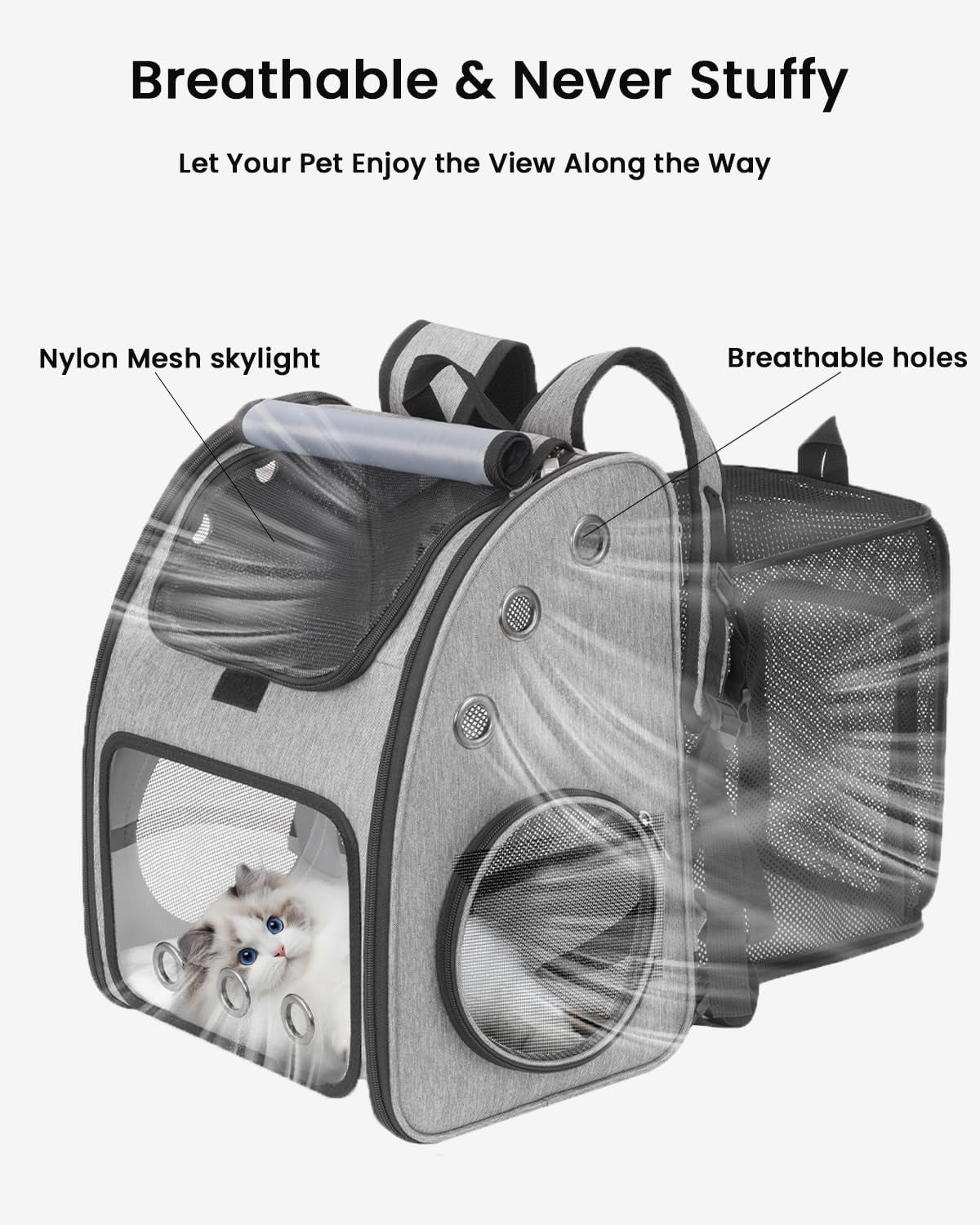 Portable Backpack for Pets breathable mesh