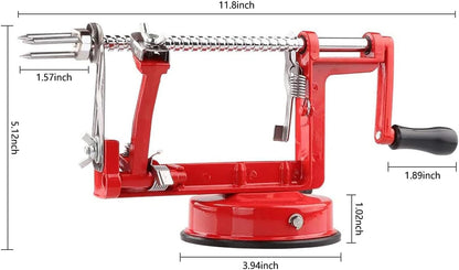 Apple Peeler, Slicer Corer Potato Peelers 3 In 1, Stainless Steel Heavy Duty with Suction Cup Base And 3 Extra Blades (Red)