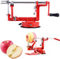 Apple Peeler, Slicer Corer Potato Peelers 3 In 1, Stainless Steel Heavy Duty with Suction Cup Base And 3 Extra Blades (Red)